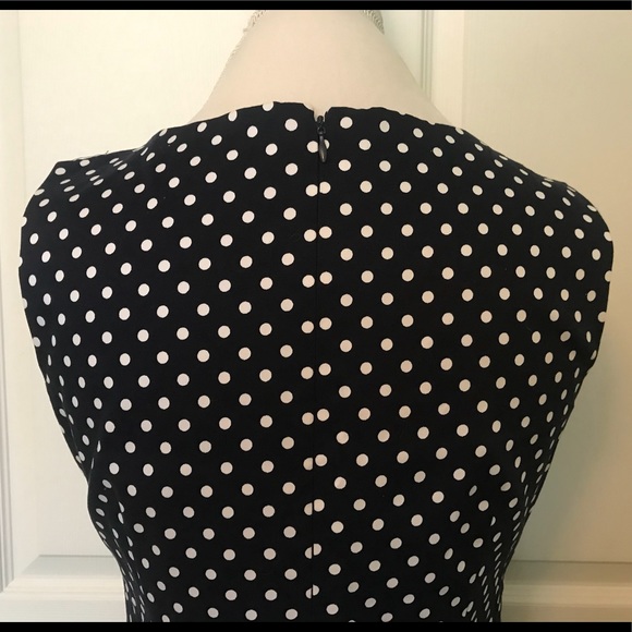 😍GORGEOUS Tahari Navy Blue Polka Dot Dress - Picture 7 of 8